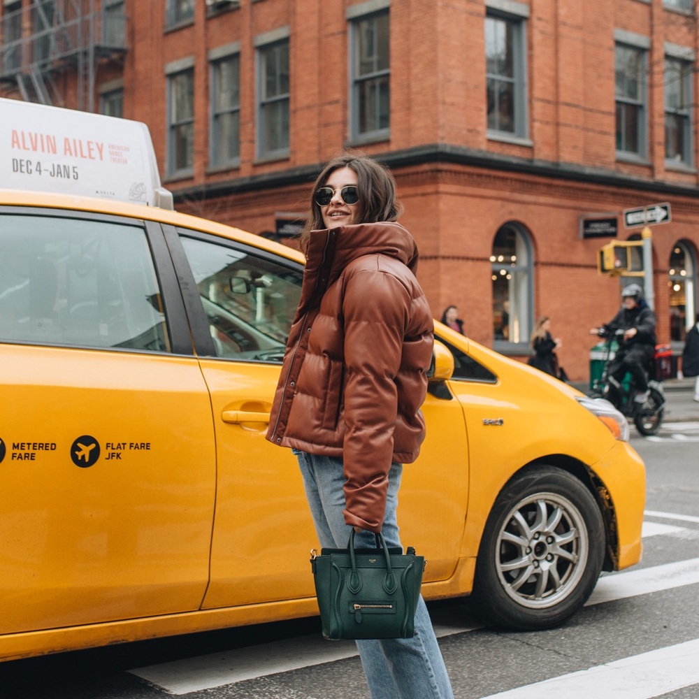 Abercrombie and Fitch leather puffer jacket